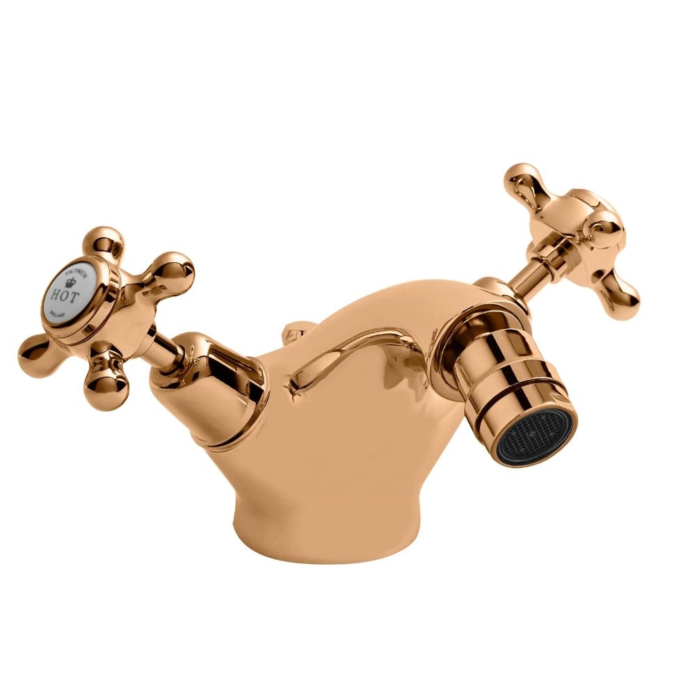BC Designs Victrion Copper Crosshead Mono Bidet Mixer & Pop Up Waste Cut Out
